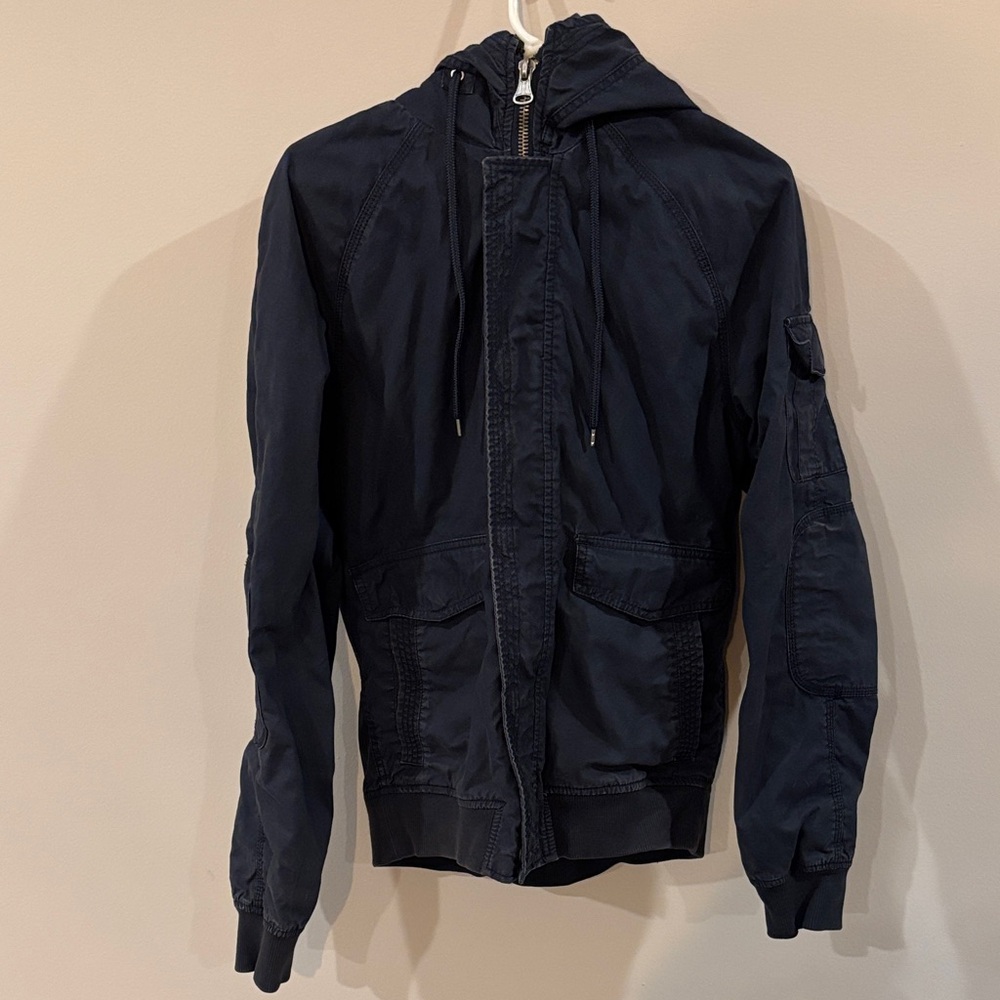 Old Navy Dark Blue Windbreaker Lightweight Hooded Jacket Men's M